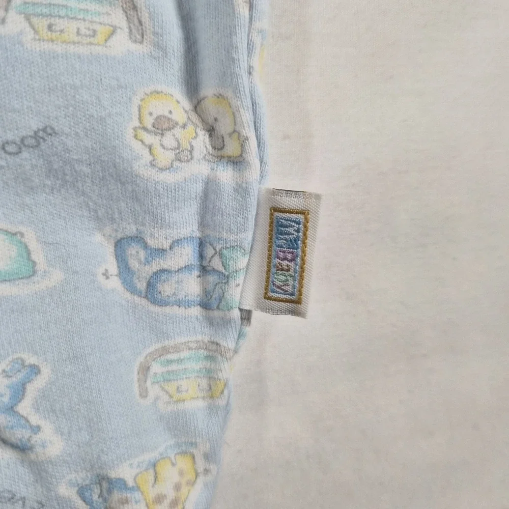 Vintage McBaby Baby Romper 6-9M Blue Animal Print One 2000s Y2k Piece Cotton